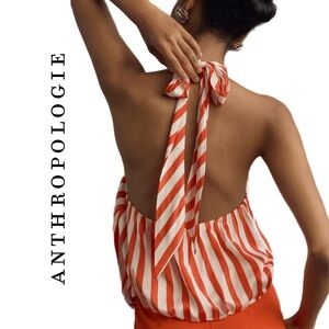 Anthropologie Maeve Halter Scarf Bubble-Hem Tank